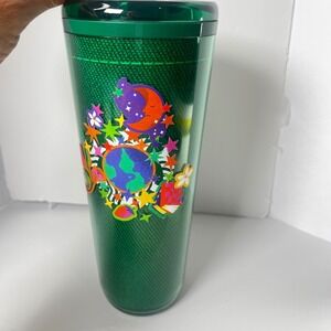 Starbucks Green Tumbler 24 oz Earth Day Celestial Moon Stars Collectible